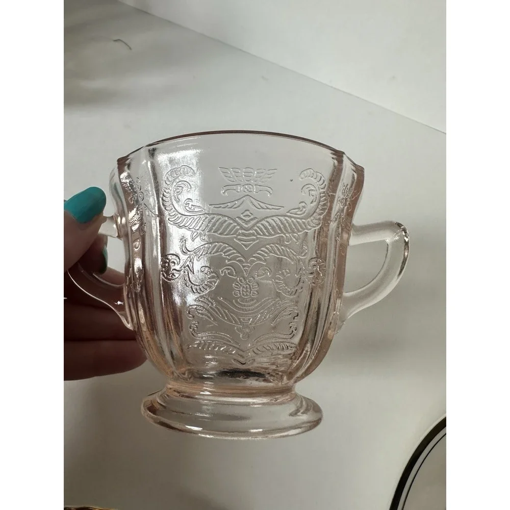 Vintage Indiana Pink Depression Glass Madrid Cream & Sugar 1930's